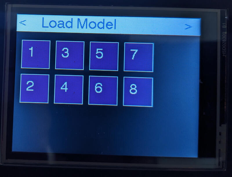 Load model screen
